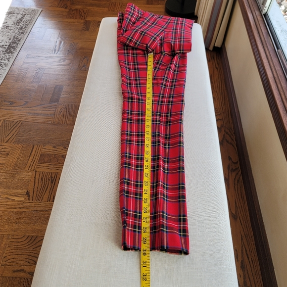 New! J.Crew Tall 4 Crop Straight-Leg Red Stewart Tartan Plaid Stretch Cotton NWT - Picture 8 of 10